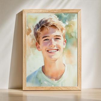 Brother Watercolor Portrait – Heartfelt Handcrafted Home Decor | Familywalldecor