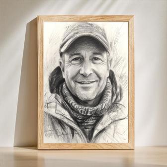 Dad Charcoal Portrait – Timeless Handcrafted Wall Art | Familywalldecor