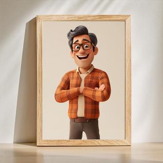 Dad 3D Cartoon Portrait – Playful And Memorable Gift For Dad | Familywalldecor