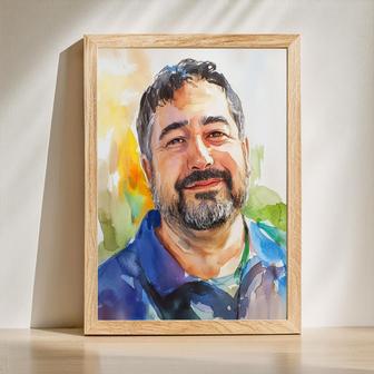 Dad Watercolor Portrait – Unique Hand-Painted Home Art | Familywalldecor