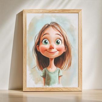 Daughter Caricature Portrait – Fun Personalized Wall Art | Familywalldecor