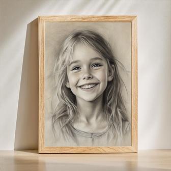 Daughter Charcoal Portrait – Beautiful Hand-Painted Keepsake | Familywalldecor