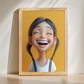 Daughter 3D Cartoon Portrait – Fun And Unique Bedroom Decor | Familywalldecor