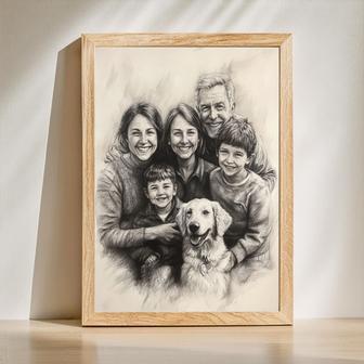 Family Charcoal Portrait – Timeless Custom Wall Decoration | Familywalldecor