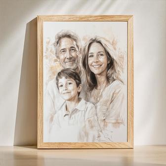 Family Colorful Pencil Sketch Portrait – Vibrant Hand-Painted Wall Decor | Familywalldecor