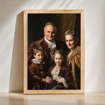 Family Regal Portrait – Majestic Hand-Painted Wall Decoration | Familywalldecor