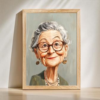 Grandma Caricature Portrait – Whimsical Family Keepsake | Familywalldecor