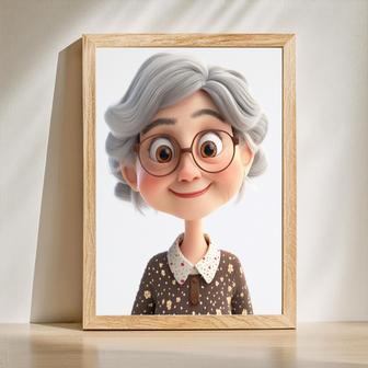 Grandma 3D Cartoon Portrait – Unique And Playful Wall Art | Familywalldecor