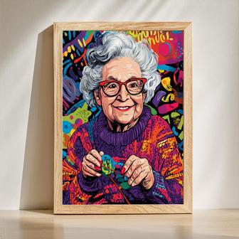 Grandma Pop Art Portrait – Lively Handcrafted Family Keepsake | Familywalldecor