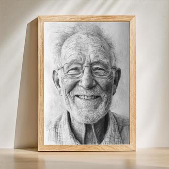 Grandpa Charcoal Portrait – Meaningful Handcrafted Memory Gift | Familywalldecor