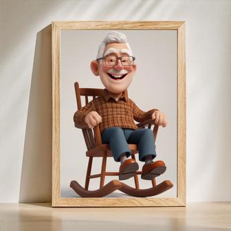 Grandpa 3D Cartoon Portrait – Fun Personalized Wall Art | Familywalldecor