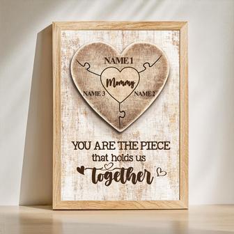 Mom You Are the Piece That Holds Us Together – Custom Heart Puzzle Canvas | Familywalldecor