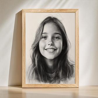 Sister Charcoal Portrait – Artistic Personalized Wall Art | Familywalldecor DE