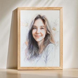 Sister Colorful Pencil Sketch Portrait – Whimsical Handcrafted Keepsake | Familywalldecor