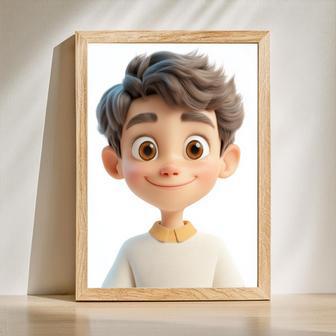 Son 3D Cartoon Portrait – Unique Handcrafted Room Decor | Familywalldecor