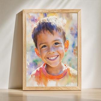 Son Watercolor Portrait – Beloved Hand-Painted Wall Art | Familywalldecor