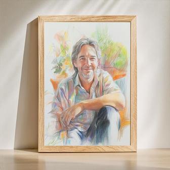 Uncle Colorful Pencil Sketch Portrait – Playful Personalized Wall Display | Familywalldecor