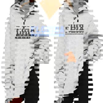 Florida Volleyball Blue Vintage Text Half Zip Oversized Sweatshirt - Monsterry