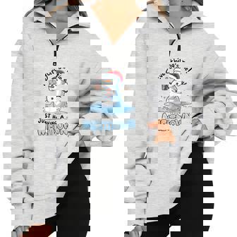Everything's Fine Snowman Meltdown Mental Health Christmas Half Zip Oversized Sweatshirt - Monsterry
