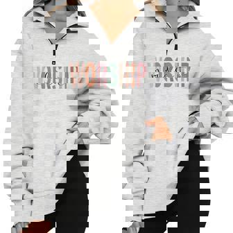 Made To Worship Psalm 95 Faith Christian Bible Verse Half Zip Oversized Sweatshirt - Monsterry