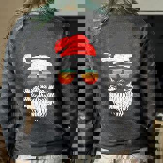 Santa Face Retro Sunglasses Christmas Xmas Men Women Kids Women's Crewneck Raglan Sweatshirt - Monsterry