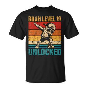 10 Years Old Birthday Dabbing Boy Bruh Level 10 Unlocked T-Shirt - Thegiftio UK