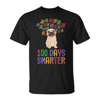 100 Days Smarter 100Th Day Of School Outfit Dog Lover Pug T-Shirt - Monsterry DE