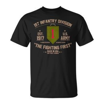 1St Infantry Division The Fighting First Us Army Veteran T-Shirt - Monsterry