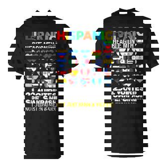 21 Countries Speak Spanish Hispanic Heritage Heart Flags T-Shirt - Monsterry
