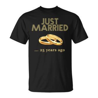 25 Aniversario De Boda Just Married 25 Años Atrás Camiseta unisex - Regaloses
