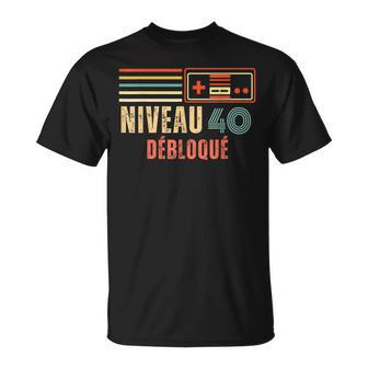 40 Ans Anniversaire Gamer 40 Éme Niveau Débloqué Gamer Drole T-Shirt - Cadeauxyz