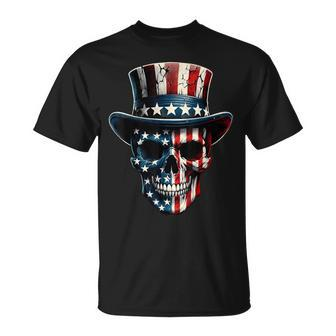 4Th Of July American Flag Skull Skeleton For Men T-Shirt - Monsterry CA