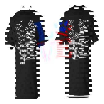 4Th Of July American Flag Tie Dye Dog Love Dog Paw T-Shirt | Seseable UK