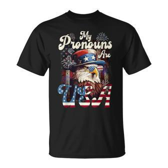 4Th Of July Eagle Pride My Pronouns Are Usa For All Ages T-Shirt - Monsterry AU