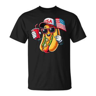 4Th Of July Hotdog Patriotic Usa Flag T-Shirt - Monsterry AU