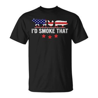 4Th July I'd Smoke That Patriot Bbq Barbeque Cook Chef T-Shirt - Monsterry