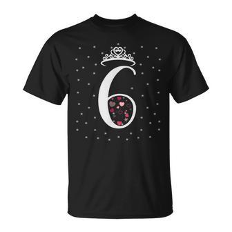 6 Herzen Krone 6 Jahre Alt Happy 6Th Birthday Mädchen Frauen T-Shirt - Geschenkecke