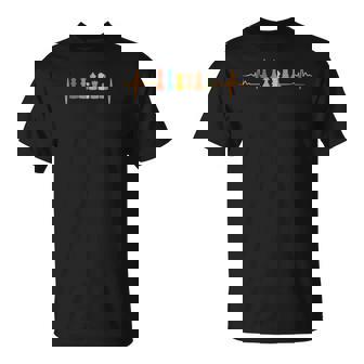 Ajedrez Latido Del Corazón Retro Jugadores De Ajedrez Piezas De Ajedre Camiseta unisex - Regaloses
