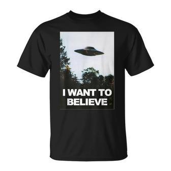 Alien Ufo Hunter I Want To Believe T-Shirt - Geschenkecke