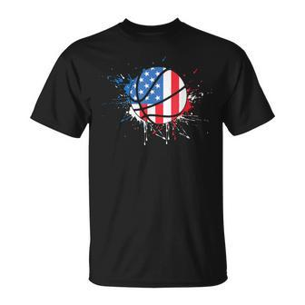 American Flag Baller Dunking Usa Flag Basketball T-Shirt - Seseable
