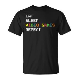Amusant Eat Sleep Game Repeat Pour Gamersidéo Nerds Geeks T-Shirt - Cadeauxyz