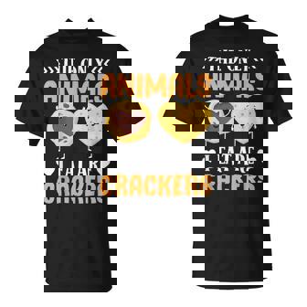 The Only Animals I Eat Are Crackers Vegan Vegetarian T-Shirt - Thegiftio UK