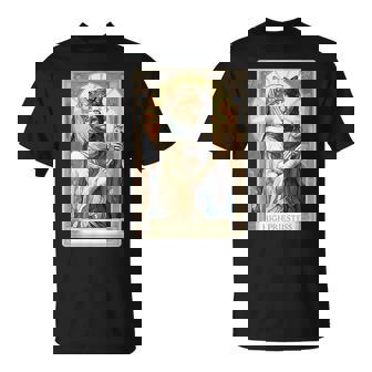 Art Nouveau Cat Tarot Card High Priestess Tarot Card T-Shirt - Monsterry