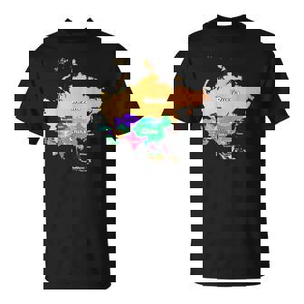 Asia Map With Borders And Country Names T-Shirt - Monsterry