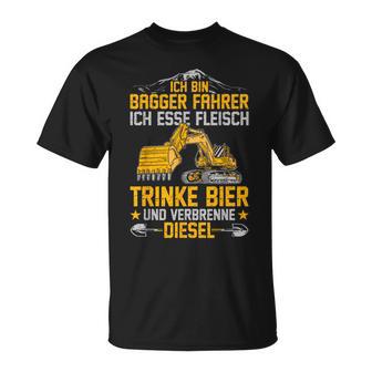 Bagger Ich Esse Fleisch Trinke Bier Underbrenne Diesel T-Shirt - Geschenkecke