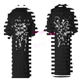 Ballerina Skeletons Dancing Halloween Ballerina Skeleton T-Shirt - Monsterry