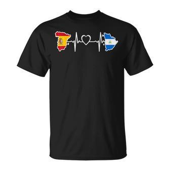 Bandera De España De Nicaragua Español Nicaragua Heartbeat Camiseta unisex - Regaloses