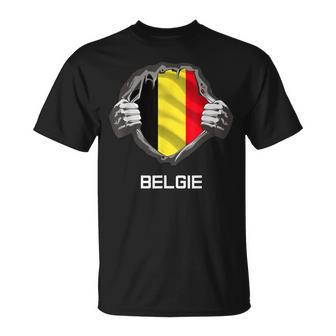 Belgium Belgie Flag Heart Fan Jersey T-Shirt - Seseable