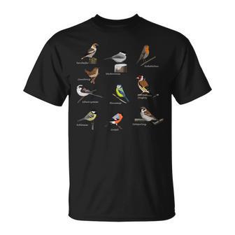 Bird Motif Garden Birds Songbirds Birds Tits Bunnels Sparrow T-Shirt - Seseable