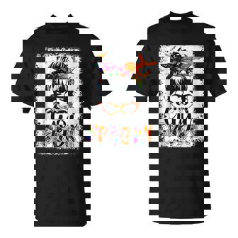 Bleached Spooky Gigi Messy Hair Bun Woman Halloween T-Shirt - Monsterry